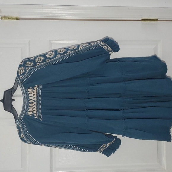 Free People Womens Dreamweaver Embroidered Tunic Top Blue Size Small - Picture 4 of 12